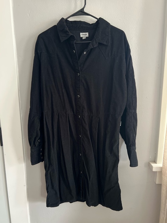 Wrangler Dresses & Skirts - Wrangler Black Corduroy Long-Sleeve Shirt Dress